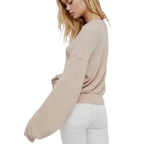 Free People Beach TGIF Oversized Pullover Almond Size Large - Picture 5 of 9